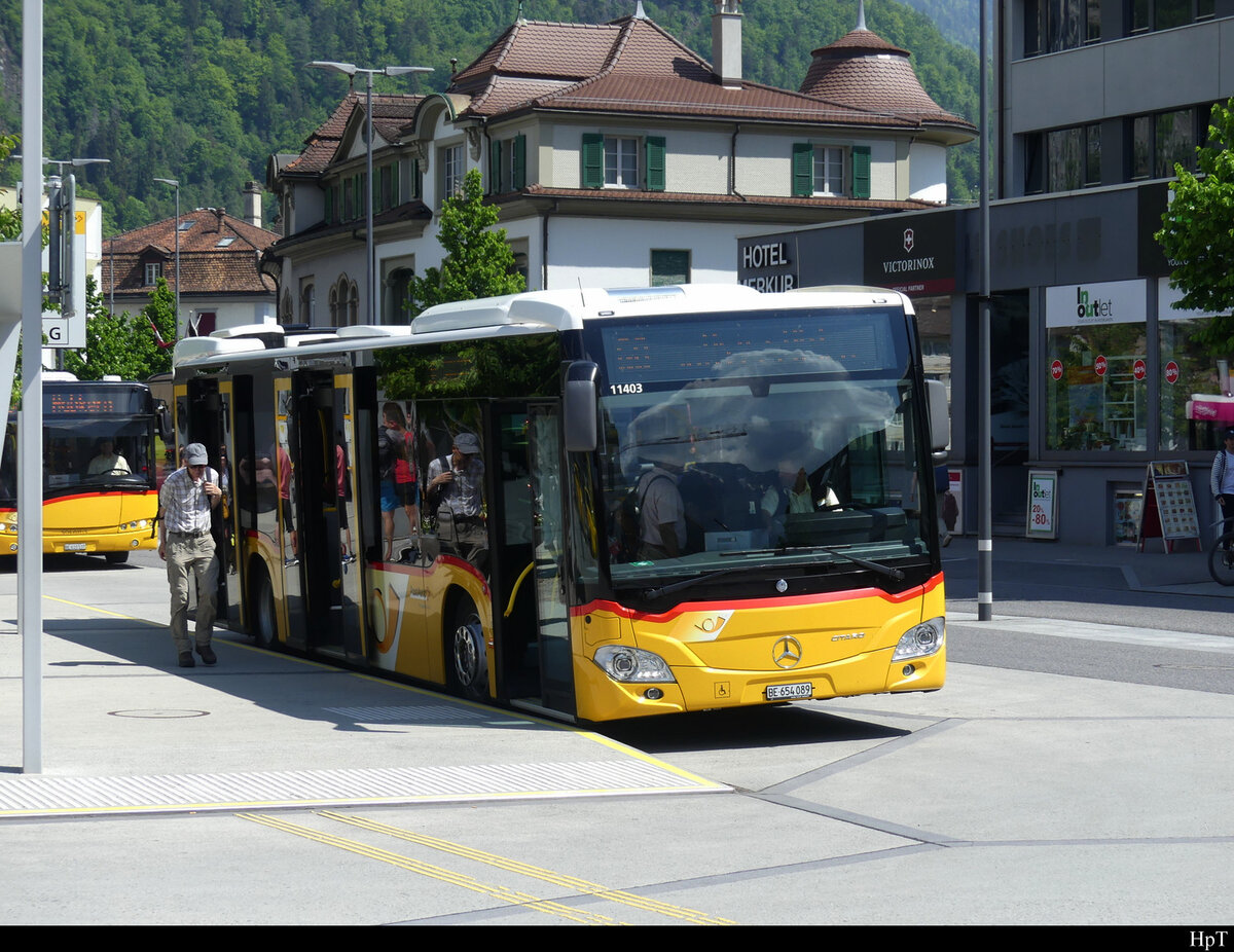 Postauto - Mercedes Citaro BE 654089 unterwegs in Interlaken am 14.05.2022