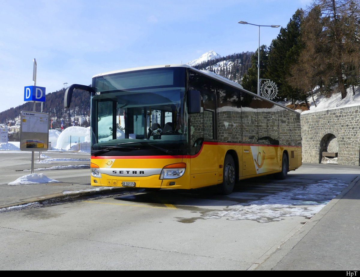 Postauto - Setra S 415 NF GR  102374 in St. Moritz am 19.02.2021