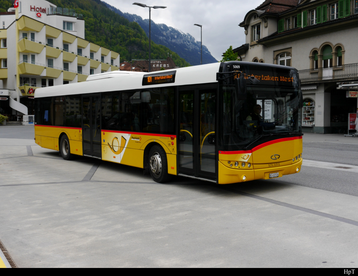 Postauto - Solaris  BE  610536 unterwegs in Interlaken am 13.05.2019