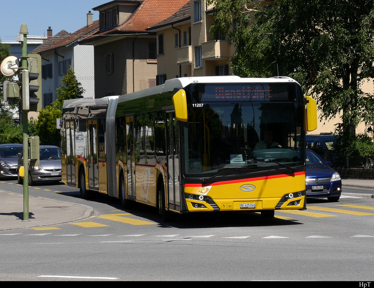 Postauto - Solaris Urbino BE  425040 unterwegs auf Dienstfahrt in Biel am 29.06.2019