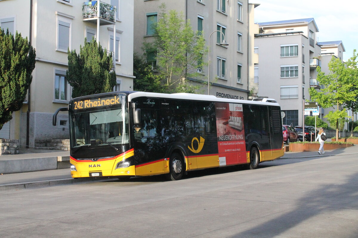 Postauto/PU Eurobus Nr. 34/PAG-ID: 12079/SG 396 572 (MAN New Lion's City C12) am 6.6.2026 in Rorschach, Hauptbahnhof S�d