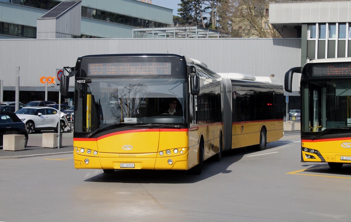 Postauto/PU SteinerBus Nr. 17/BE 16761/PAG-ID: 10312 (ex. Regie Bern Nr. 682) (Solaris Urbino 18) am 10.3.2026 beim Bhf. Bern 