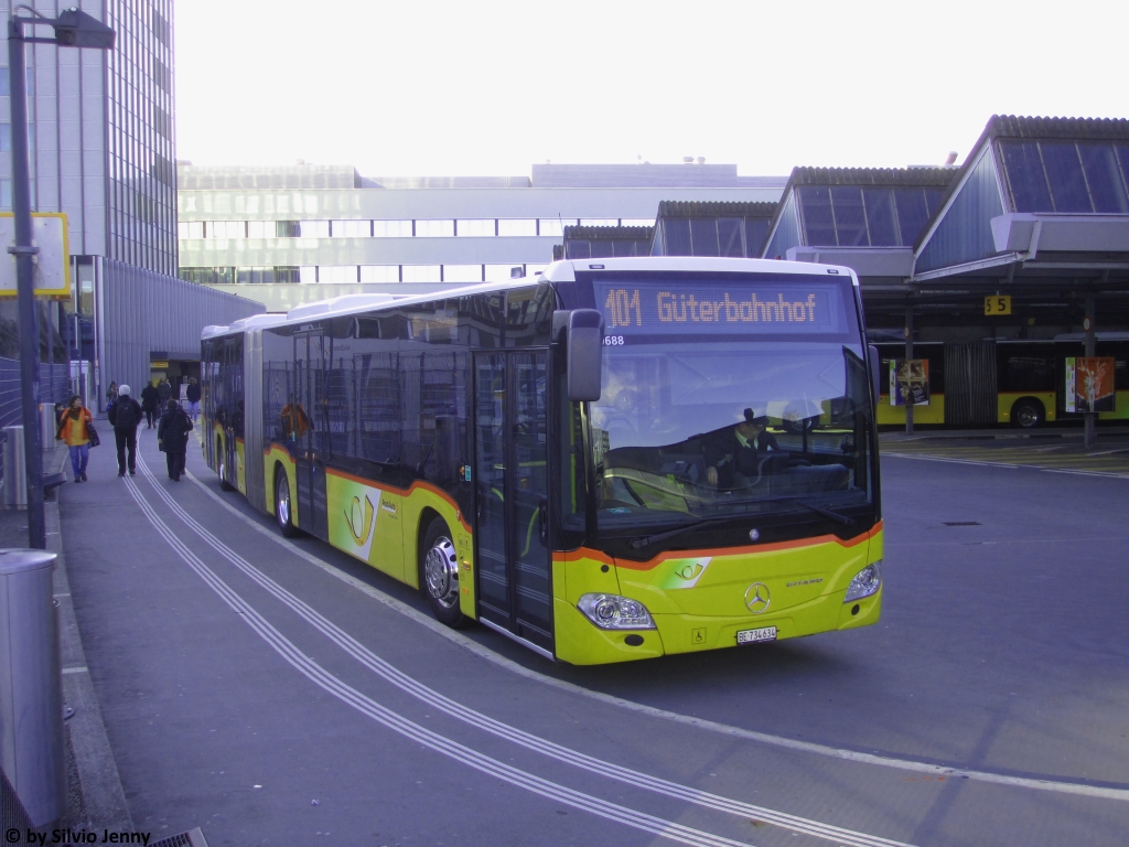 Postauto/Regie Bern Nr. 634 (Mercedes Citaro C2 O530G) am 29.1.2018 beim Bhf. Bern