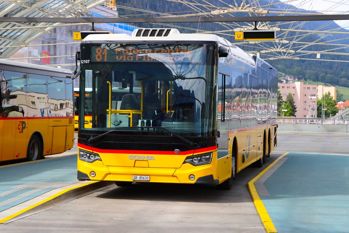 Postbus Scania Citywide am 07.07.26 in Chur Bahnhof 
