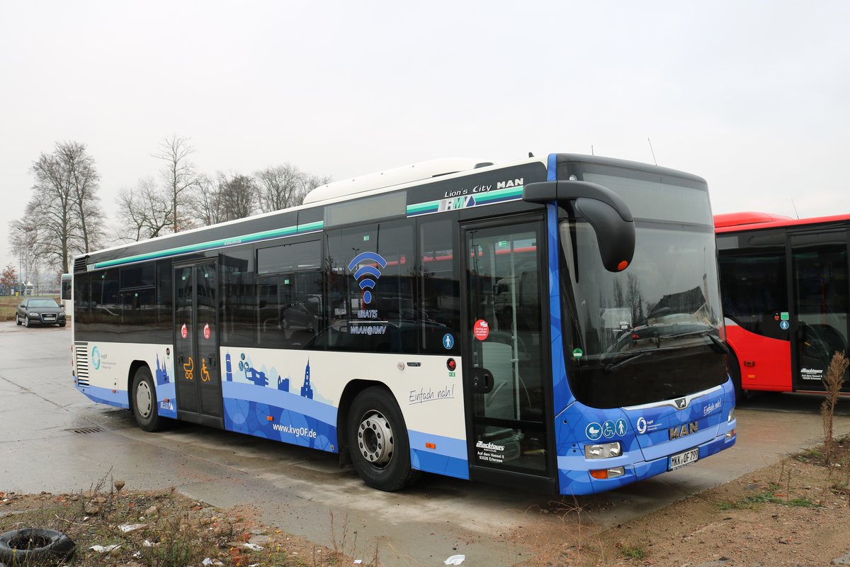RackTours MAN Lions City am 31.12.18 in Erlensee auf dem ehemaligen Fliegerhorst der US Army. Dort stehen viel Busse von RackTours und BRHVias Bus. Ich durfte durch Nachfrage eines Mitarbeiters Fotos machen. Dieser Bus wird im Landkreis Offenbach eingesetzt