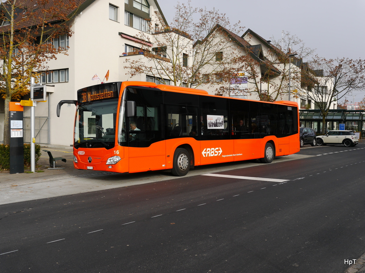 RBS - Mercedes Citaro  Nr.16  BE  297016 unterwegs auf der Linie 38 in Schönbühl am 28.10.2016