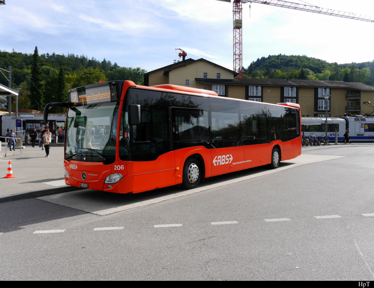 RBS - Mercedes Citaro  Nr.206 BE  900206 beim Bahnhof von Büren an der Aare am 14.09.2019