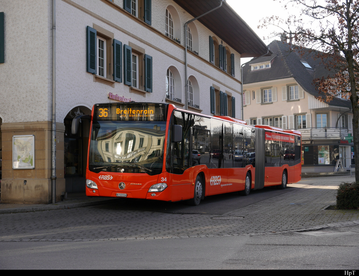 RBS - Mercedes Citaro Nr.34  BE 533534 in Münchenbuchsee am 18.12.2020
