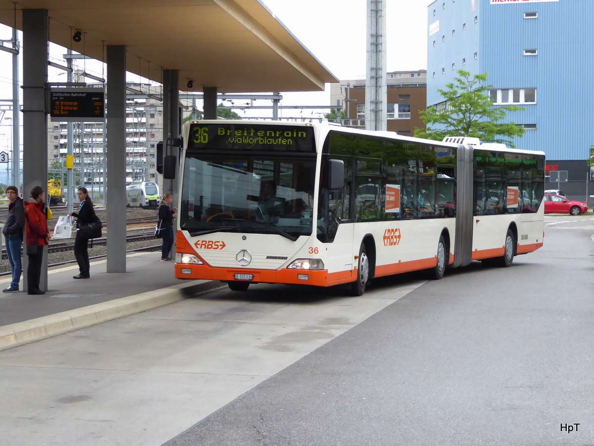 RBS - Mercedes Citaro Nr.36 BE 555036 unterwegs auf der Linie 36 beim Bahnhof Zollikofen am 21.06.2016