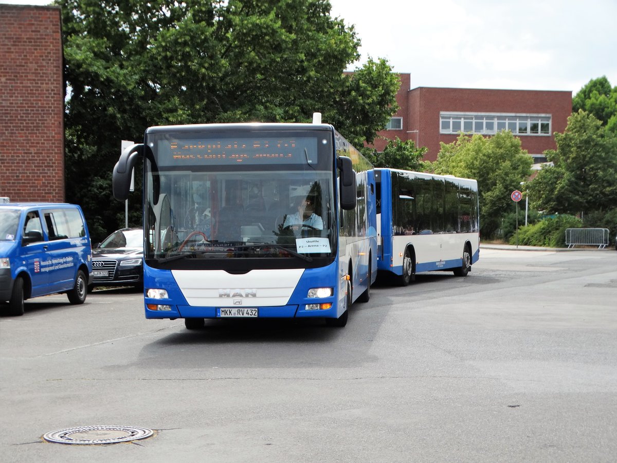 Regionalverkehr Main Kinzig MAN Lions City mit Göppel Maxi Train Anhänger am 16.06.17 auf dem Hessentag in Rüsselsheim 