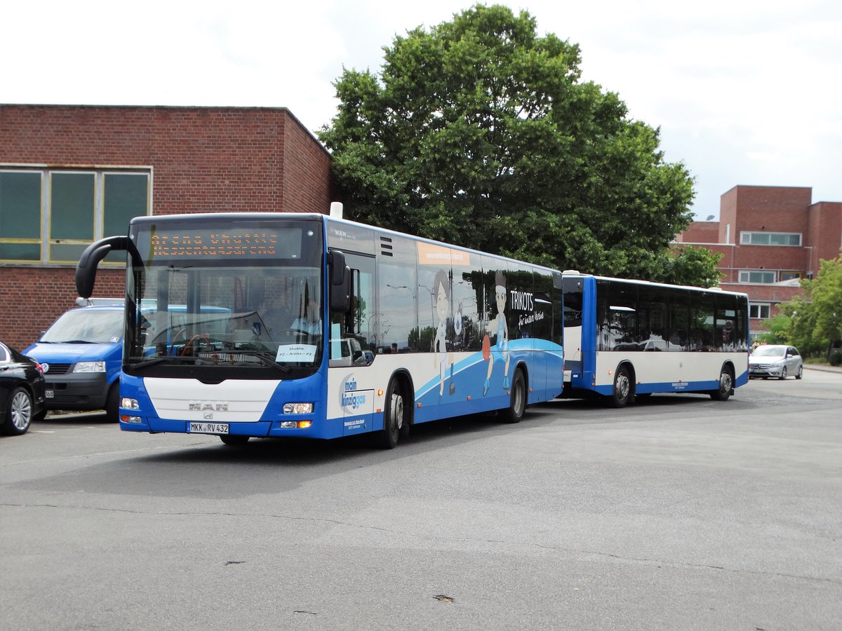 Regionalverkehr Main Kinzig MAN Lions City mit Göppel Maxi Train Anhänger am 16.06.17 auf dem Hessentag in Rüsselsheim 