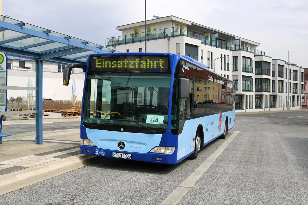 Reisebüro Müller Mercedes Benz Citaro 1 Facelif (ex SWEG Wiesloch) am 18.04.20 in Bad Vlbel Bhf 