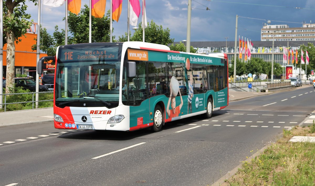 Rexer Mercedes Benz Citaro 2 in Frankfurt am Main auf der Linie 11E als SEV am 01.06.18