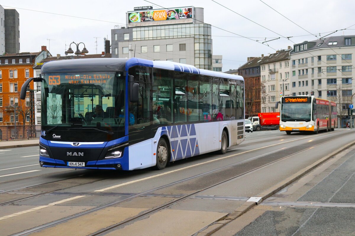 RNN MAN Lions Ciyt Überlandbus am 12.02.24 in Mainz Hauptbahnhof