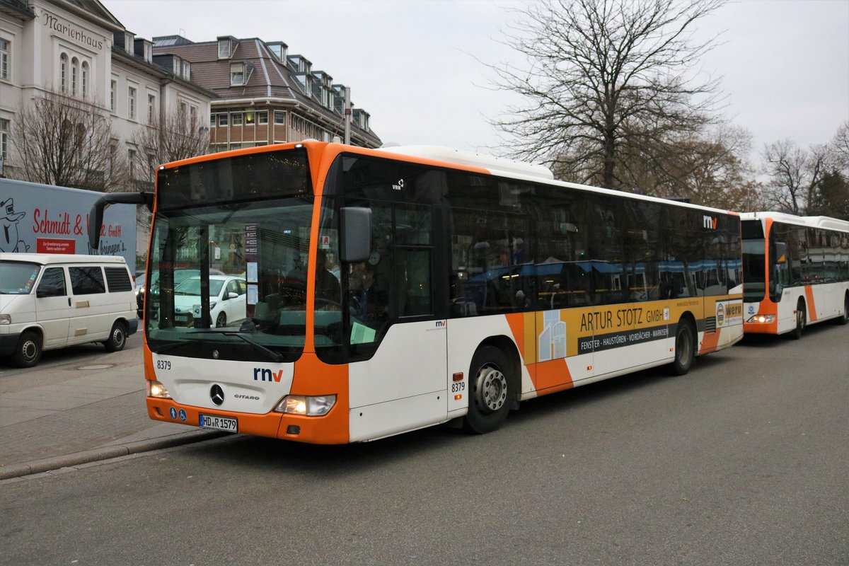 RNV Mercedes Benz Citaro 1 Facelift Wagen 8379 am 15.12.18 in Heidelberg Hbf