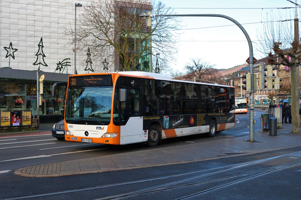 RNV Mercedes Benz Citaro 1 Facelift Wagen 8383 am 22.12.19 in Heidelberg auf der Linie 33