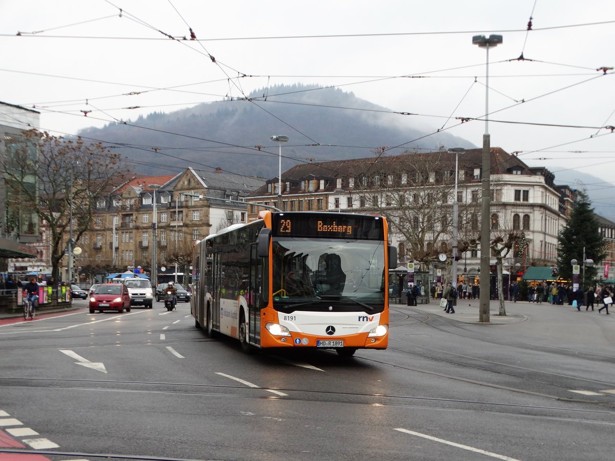 RNV Mercedes Benz Citaro 2 G Wagen 8191 am 16.12.17 in Heidelberg Bismarckplatz