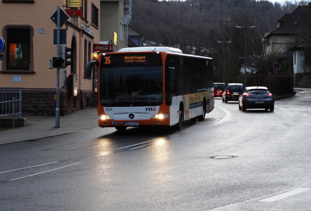 RNV Mercedes Benz Citaro C1 Facelift 8379 am 13.01.15 in Neckargemünd. Sehr selten das auf der 35 Solo Busse fahren.