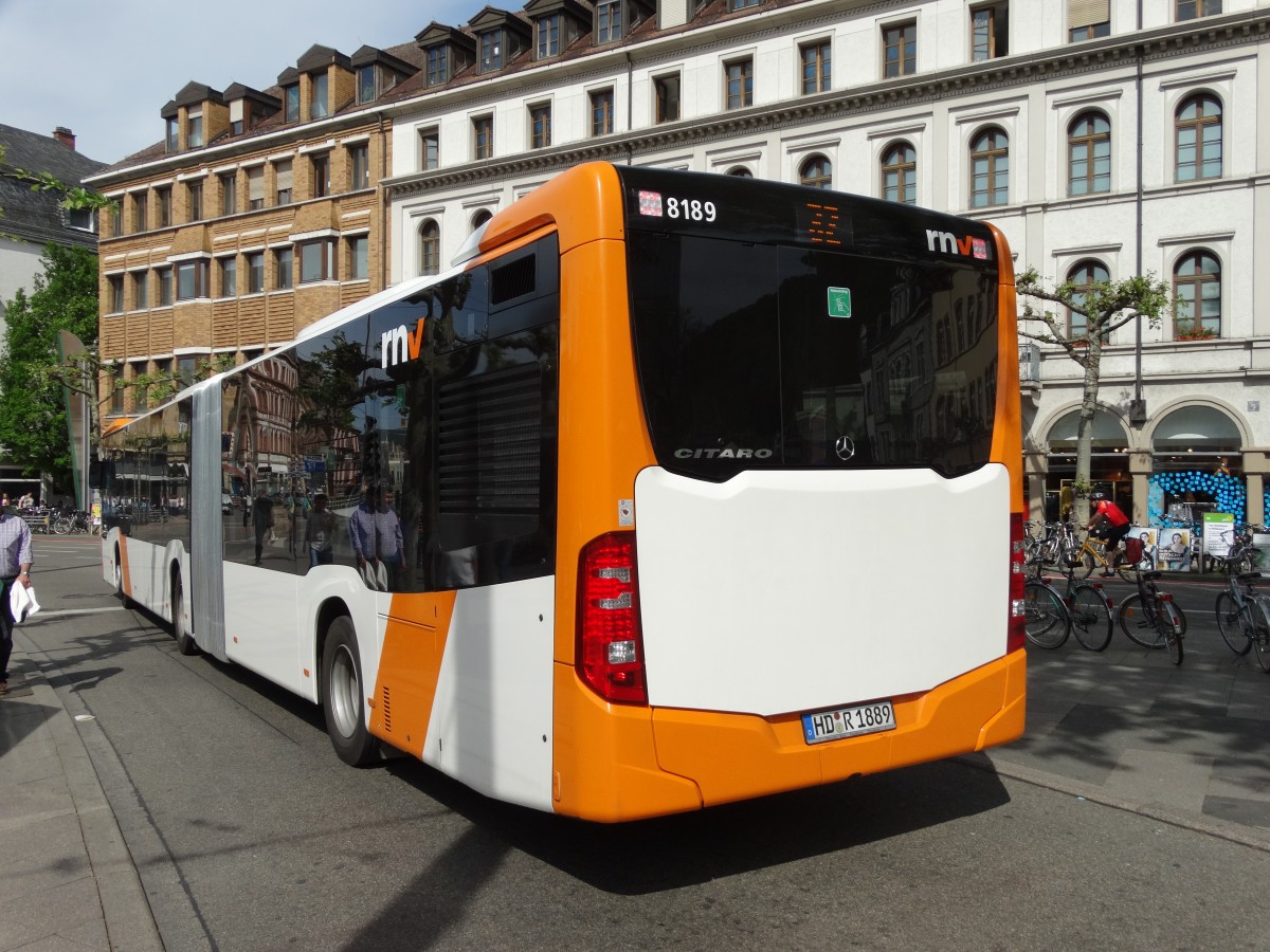 RNV Mercedes Benz Citaro C2 G (Euro6) 8189 von hinten am 08.05.15 in Heidelberg