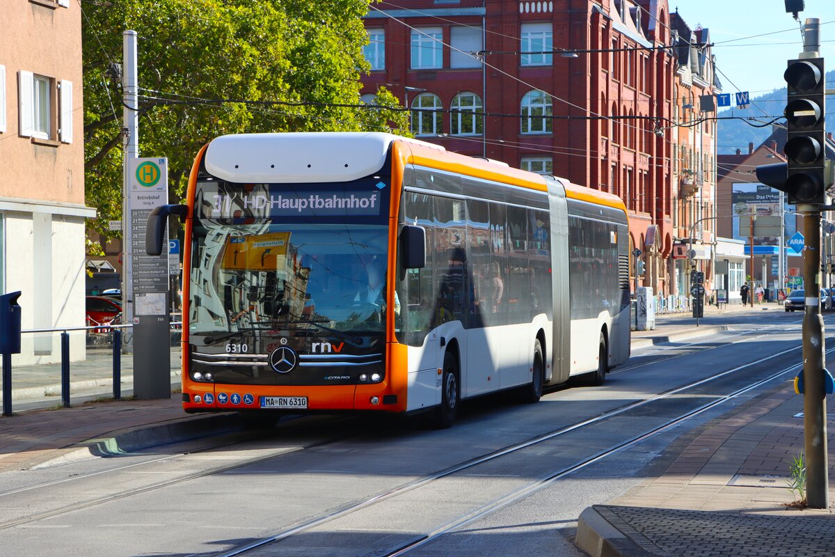 RNV Mercedes Benz eCitaro Wagen 6310 mit Wasserstoffzellen am 27.09.26 in Heidelberg