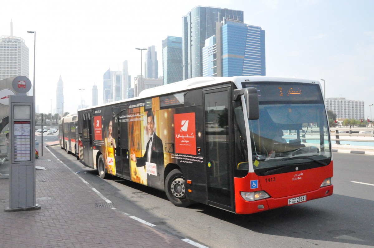 RTA, Dubai. Mercedes-Benz Citaro II (Nr.1413) in Al Jafiliya Metro Station. (23.11.2013)