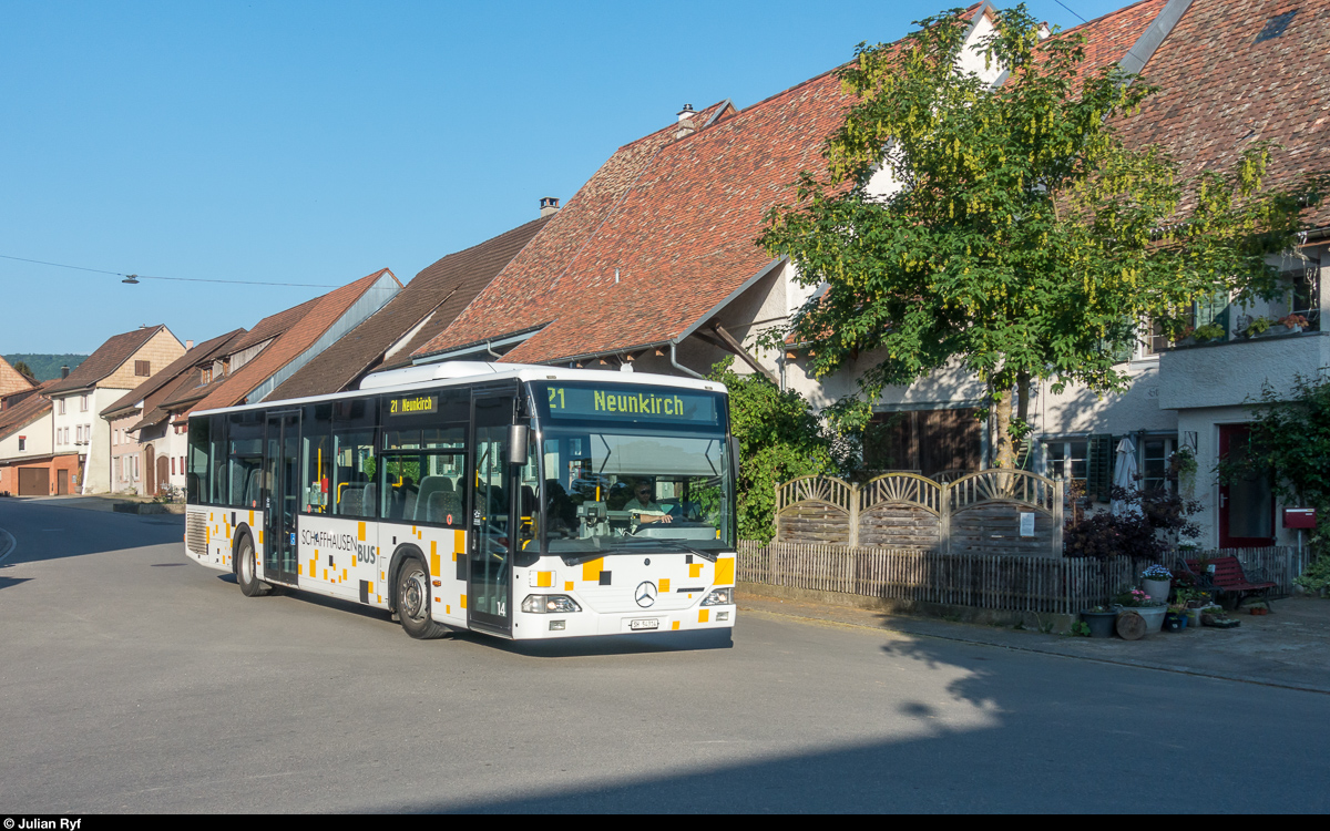 RVSH Wagen 14 als Linie 21 Schaffhausen - Neunkirch am 11. Mai 2018 in Gächlingen.