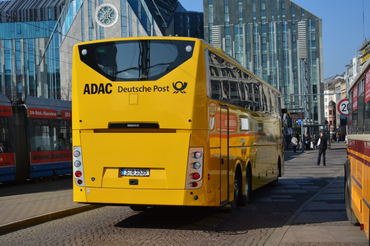 S-B 1535 ADAC und Post in der Innenstadt von Leipzig unterwegs. Aufgenommen am 13.03.2014.
