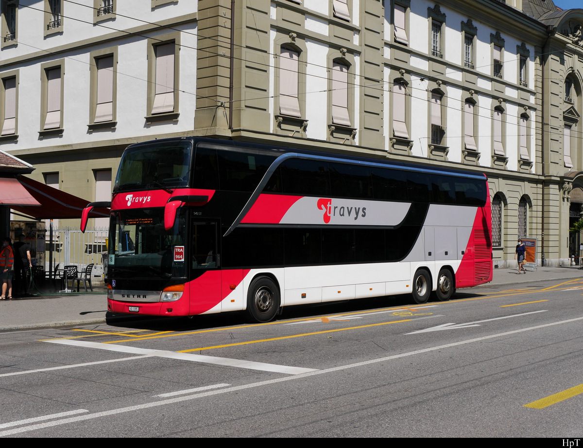 SBB Bahnersatz - Bern nach Freiburg mit dem Setra S 431 DT  VD  1395 von Travys unterwegs in Bern am 08.08.2020