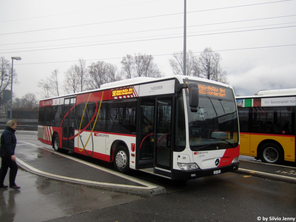 SBB CFF FFS/Niederer Nr. 28 (Mercedes Citaro Facelift O530) am 8.2.2017 beim Bhf. Ziegelbrücke