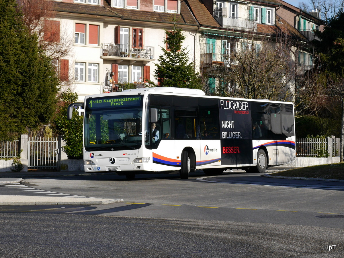 SBB - Mercedes Citaro AG 370309 unterwegs auf der Linie 1 in Zofingen am 23.01.2016