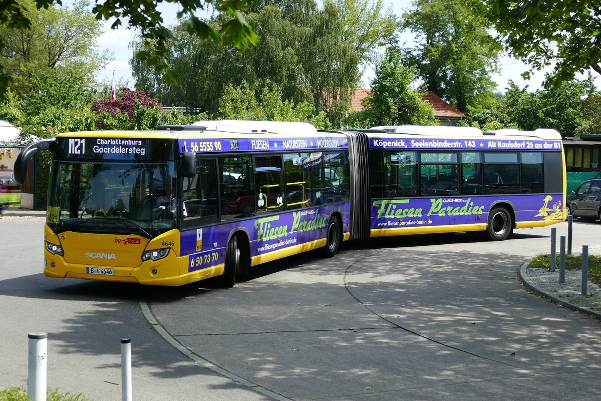 Scania Citywide '4646' der BVG . Als M21 unterwegs in Berlin -Charlottenburg im Juni 2019.