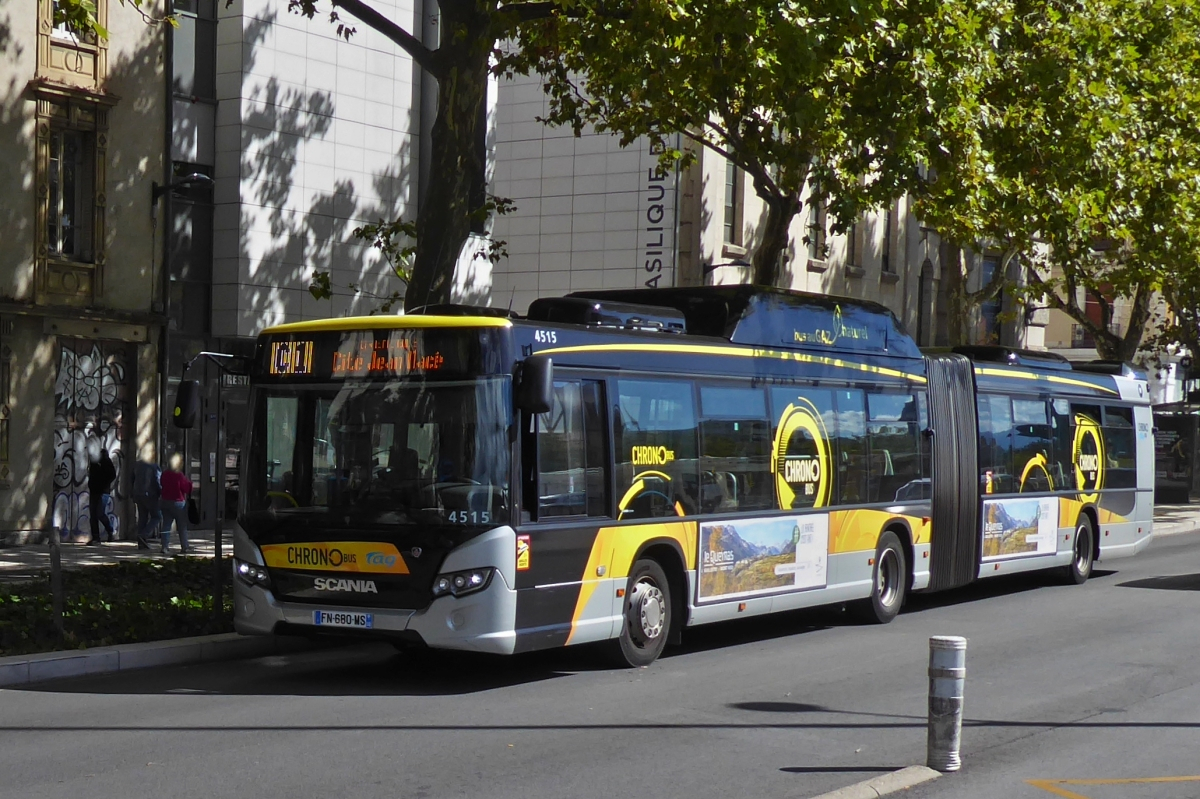 Scania Citywide LE HSL Naturgasantrieb, im Stadtverkehr von Grenoble im Einsatz. 17.09.2022
