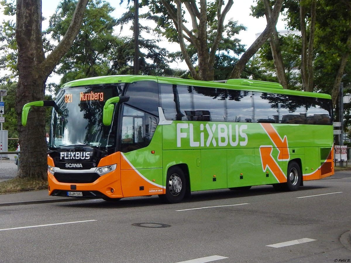 Scania InterLink von Flixbus/Möbius Bus aus Deutschland in Karlsruhe am 22.06.2018