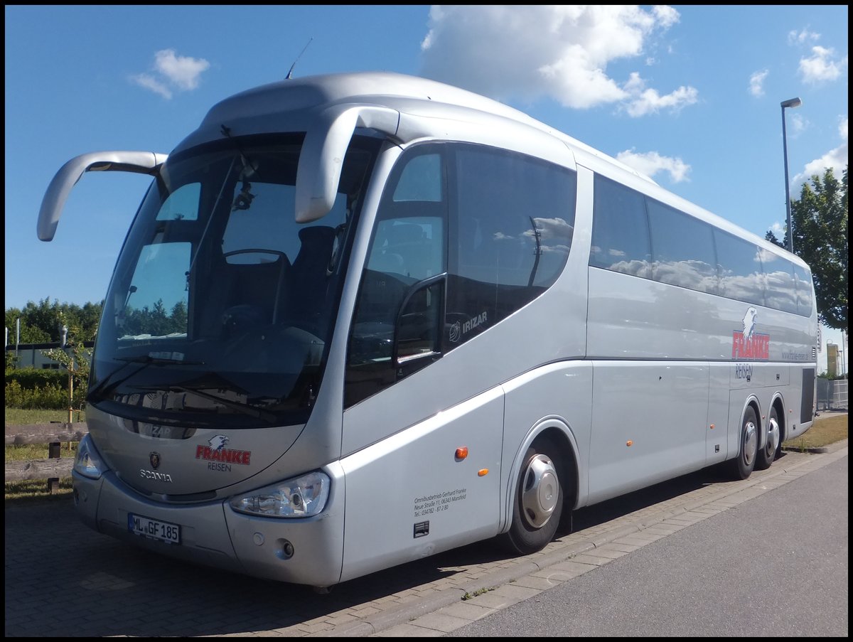 Scania Irizar von Franke-Reisen aus Deutschland im Gewerbegebiet Sassnitz am 25.06.2014