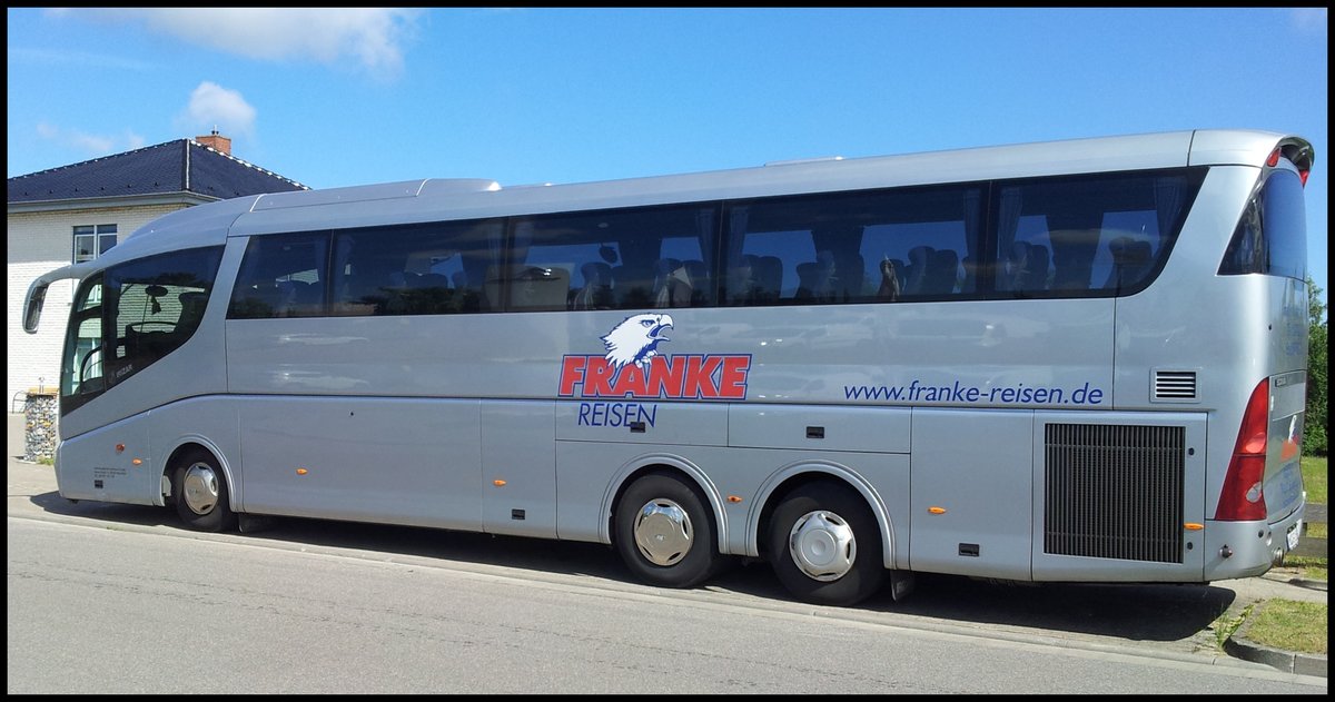 Scania Irizar von Franke-Reisen aus Deutschland im Gewerbegebiet Sassnitz am 28.06.2014