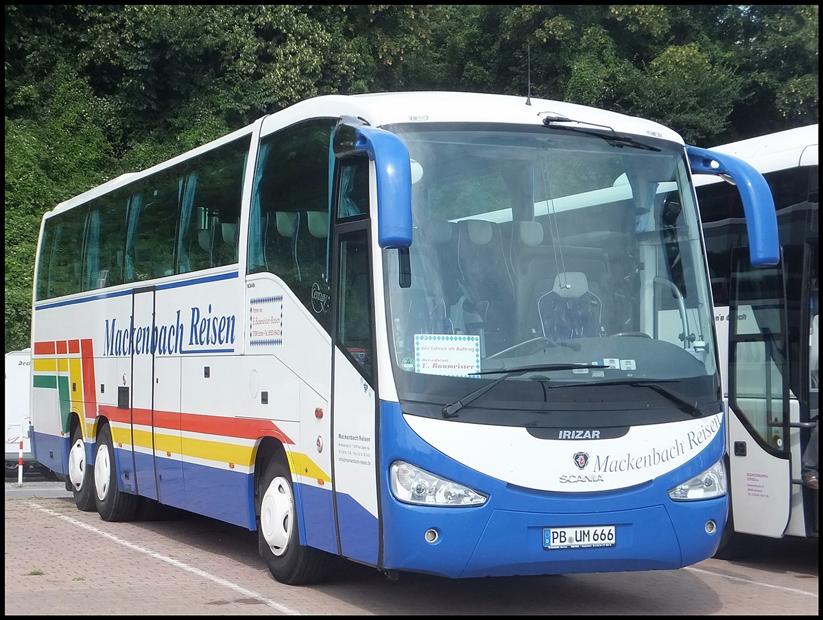 Scania Irizar von Mackenbach Reisen aus Deutschland im Stadthafen Sassnitz am 17.08.2013