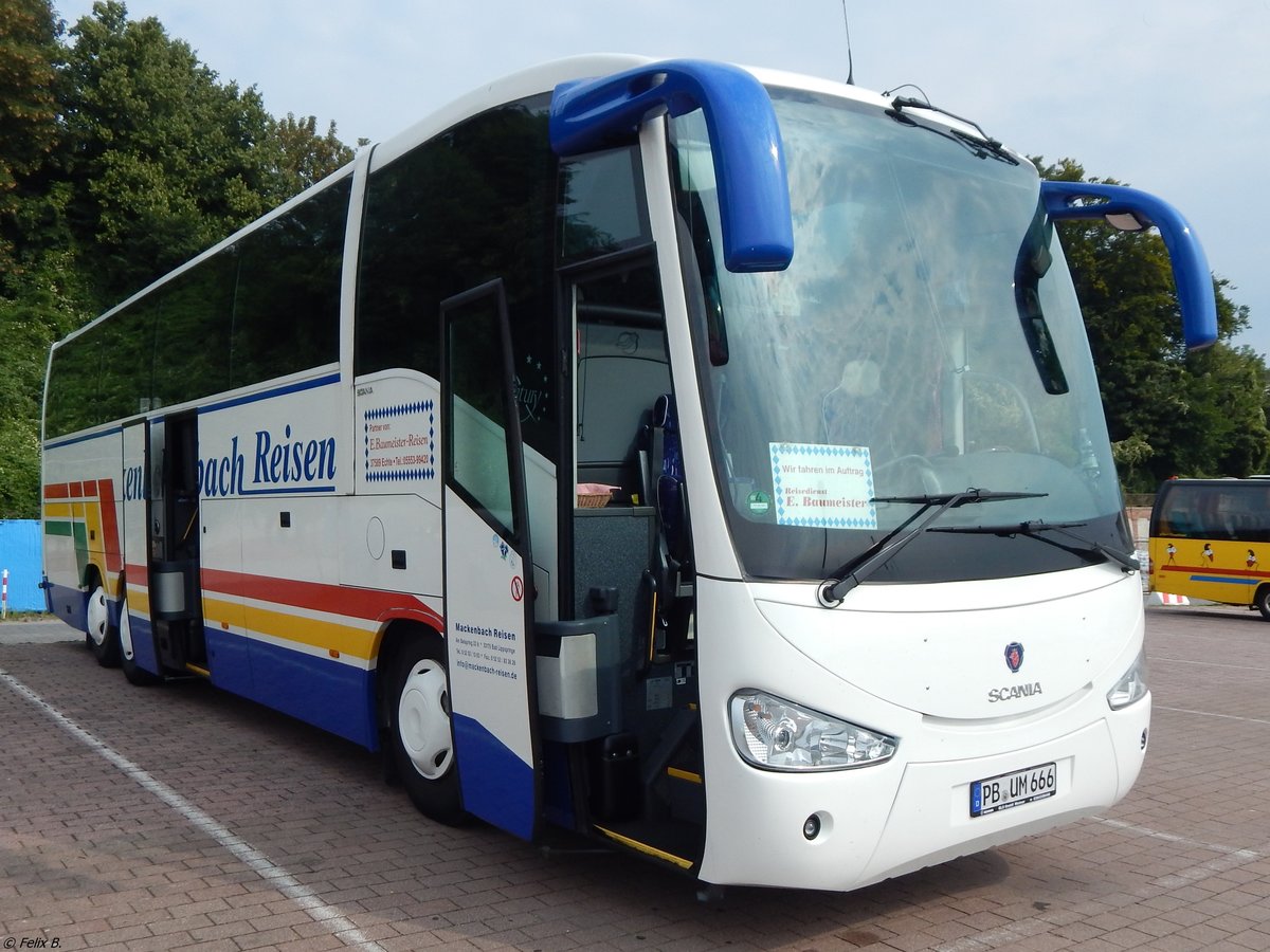 Scania Irizar von Mackenbach Reisen aus Deutschland im Stadthafen Sassnitz am 16.08.2015