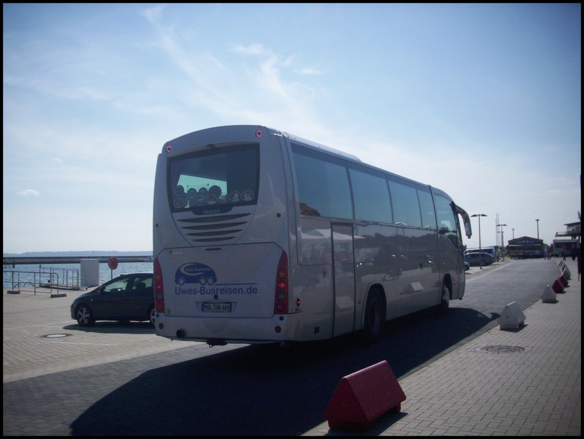 Scania Irizar von Uwes-Busreisen aus Deutschland im Stadthafen Sassnitz am 02.09.2012 