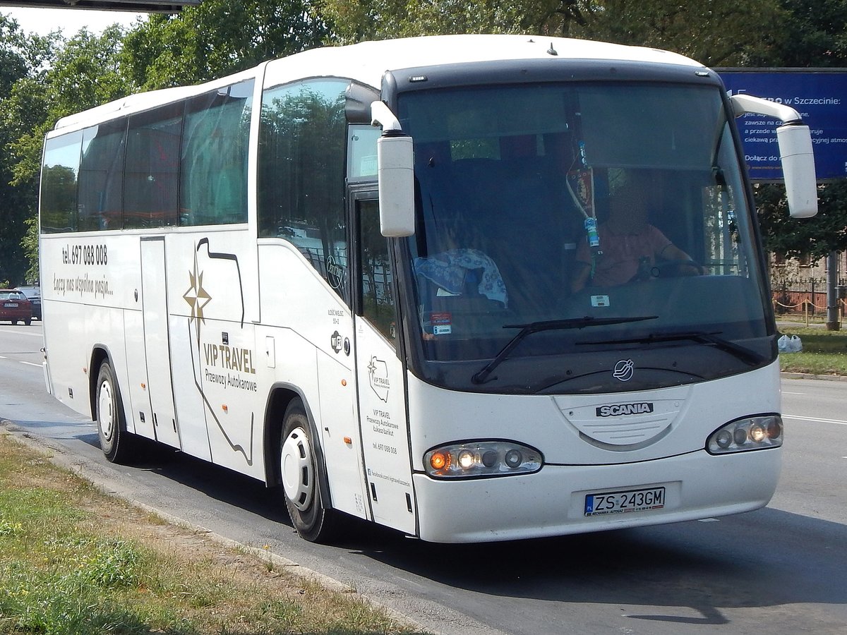 Scania Irizar von VIP Travel - Przewozy Autokarowe aus Polen in Stettin am 08.08.2018