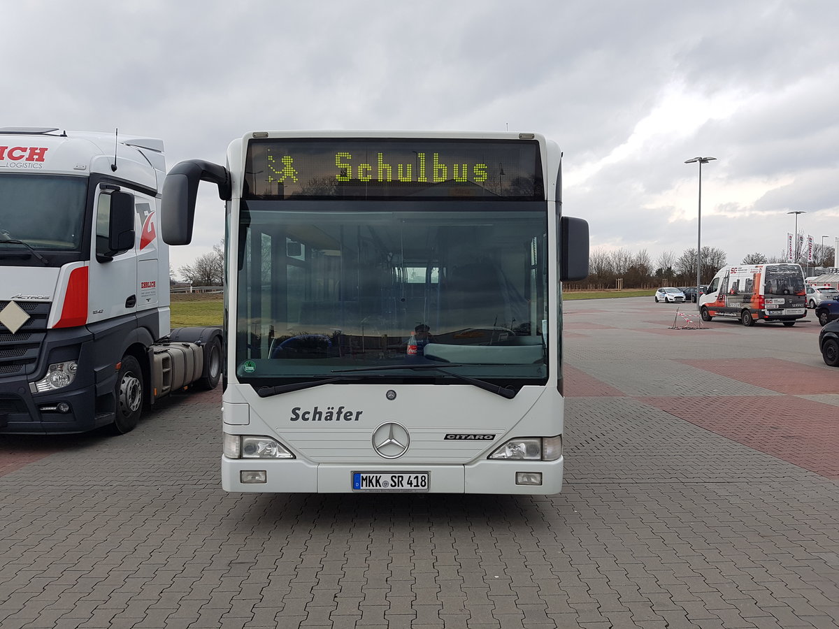 Schäfer Reisen Mercedes Benz Citaro 1 G am 23.03.17 in Erlensee auf einen Parkplatz