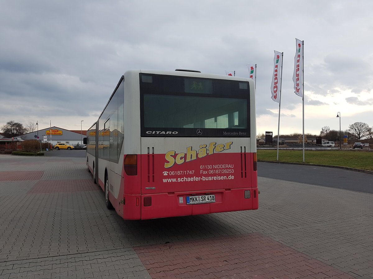 Schäfer Reisen Mercedes Benz Citaro 1 G am 23.03.17 in Erlensee auf einen Parkplatz