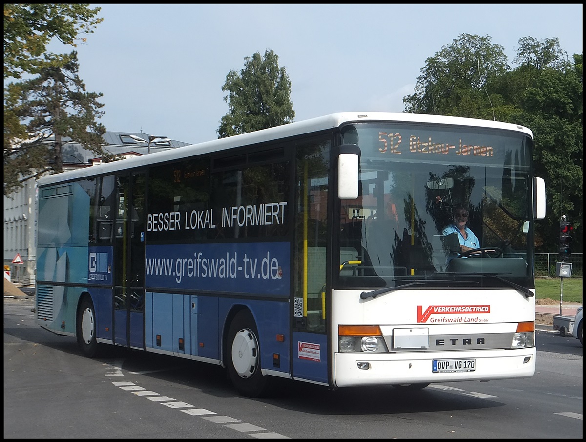 Setra 315 UL der Verkehrsbetrieb Greifswald-Land GmbH in Greifswald am 29.08.2013