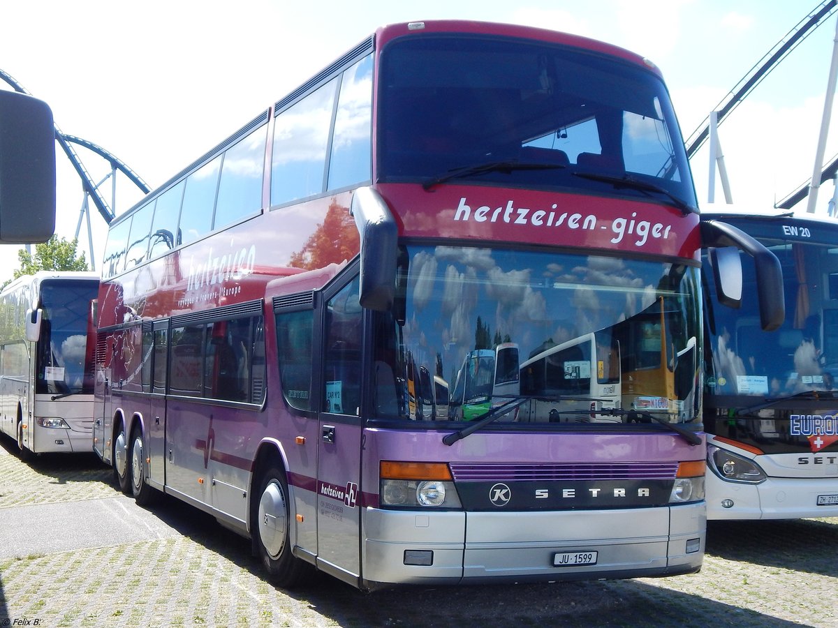 Setra 328 DT von Hertzeisen aus der Schweiz am Europapark Rust am 23.06.2018