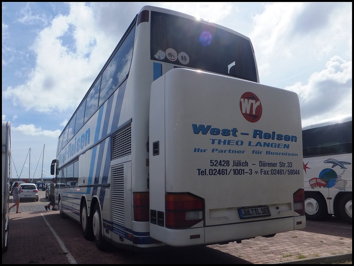 Setra 328 DT von West-Reisen aus Deutschland im Stadthafen Sassnitz am 24.08.2013