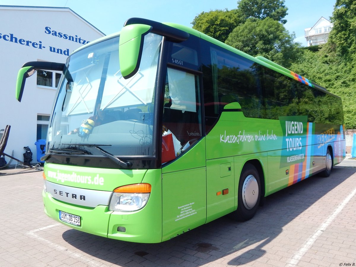 Setra 415 GT von Becker-Reisen aus Deutschland im Stadthafen Sassnitz am 04.07.2015