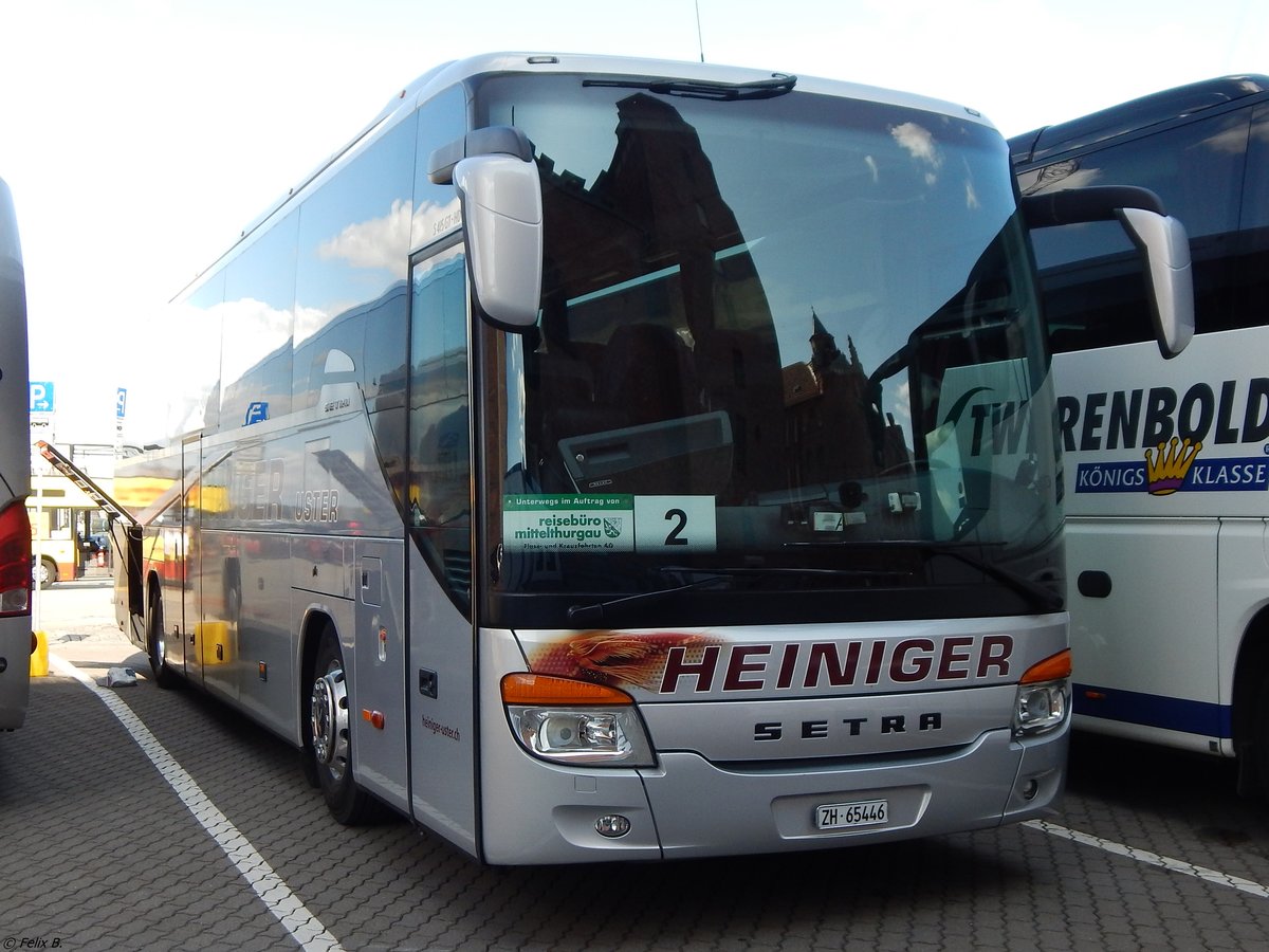 Setra 415 GT-HD von Heiniger aus der Schweiz in Stralsund am 26.08.2018