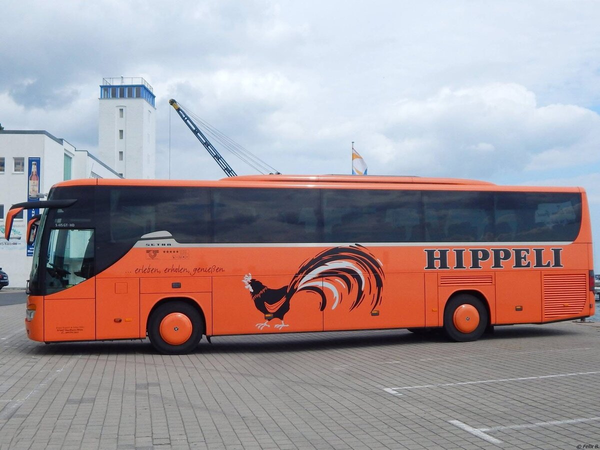 Setra 415 GT-HD von Hippeli aus Deutschland im Stadthafen Sassnitz im Jahr 2016