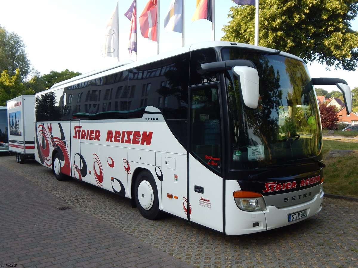 Setra 415 GT-HD von Strier Reisen aus Deutschland mit Anhänger in Bergen am 02.06.2018