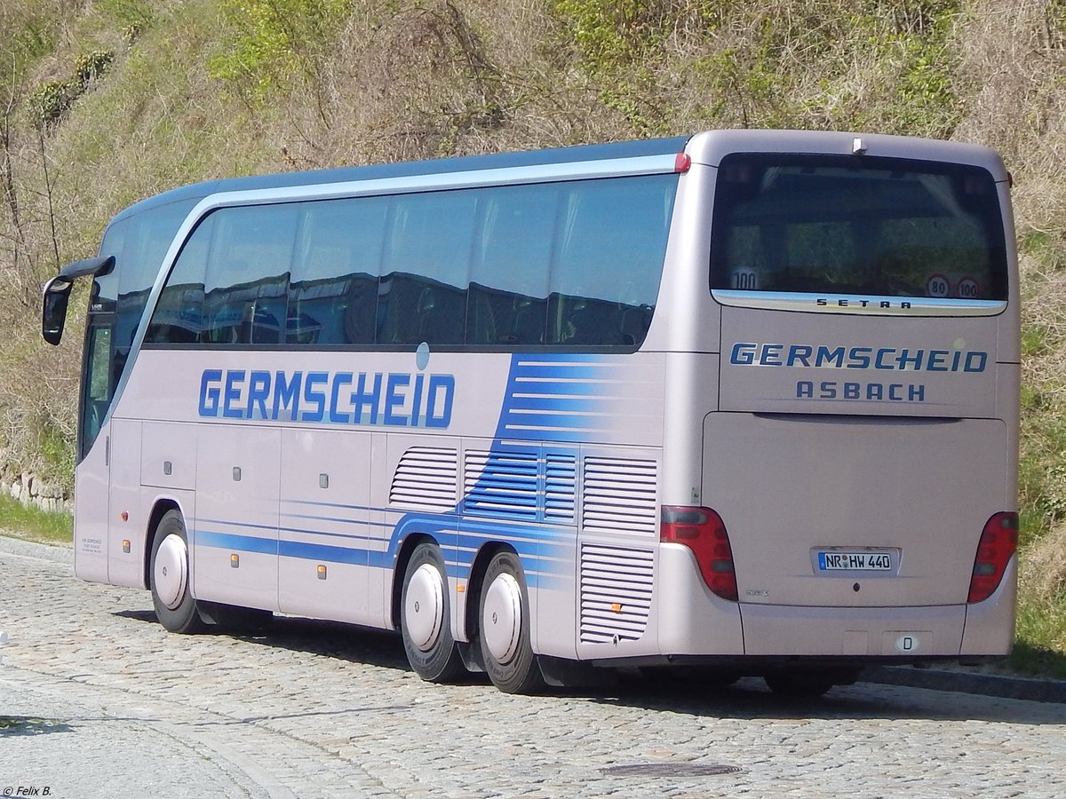 Setra 415 HDH von Germscheid aus Deutschland im Stadthafen Sassnitz am 28.04.2018