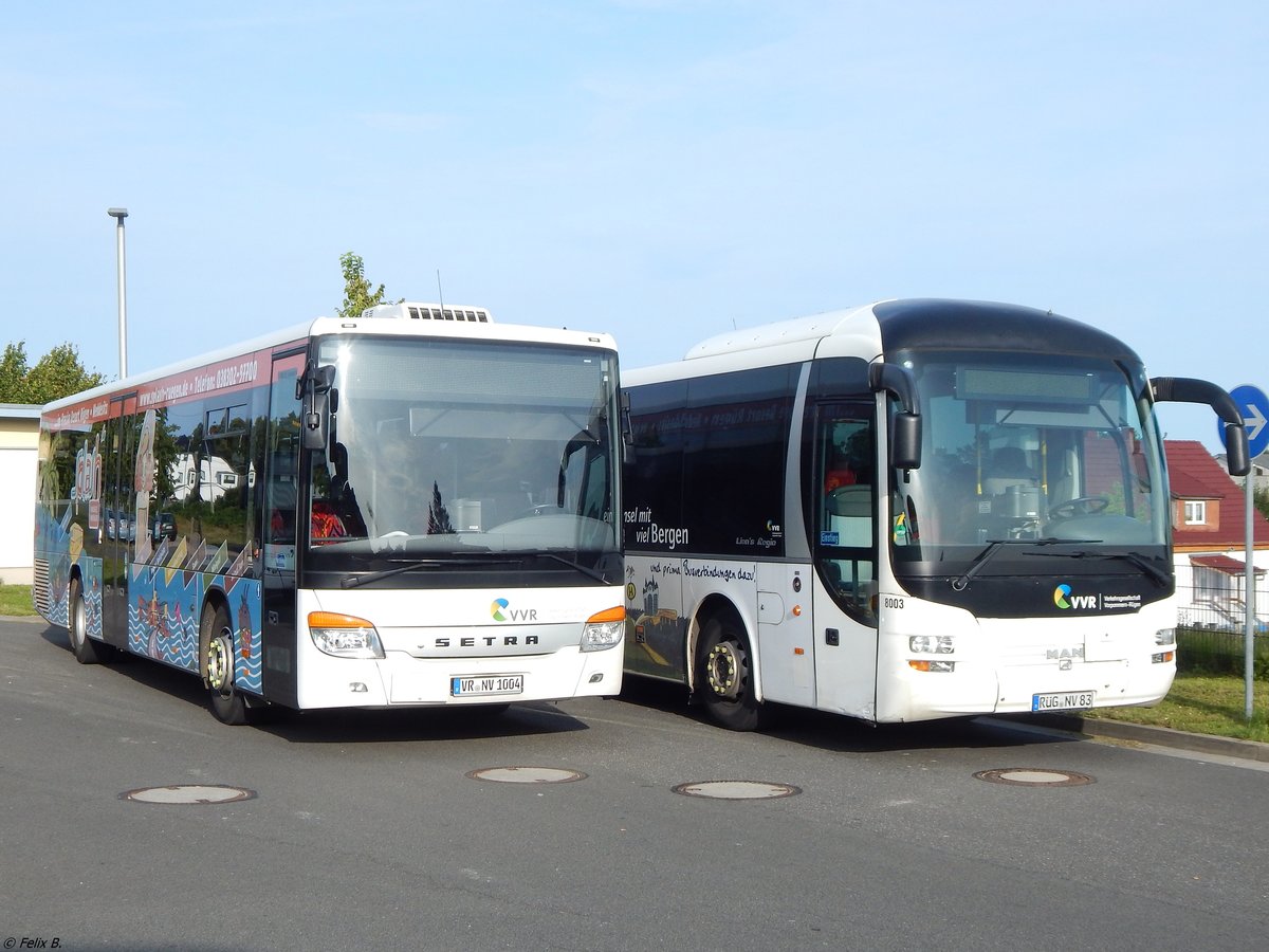 Setra 415 LE Business und MAN Lion's Regio der VVR in Sassnitz am 26.08.2017